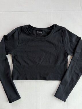 aerie Black Long Sleeve Cropped Top